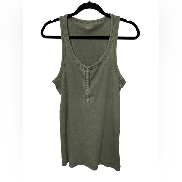 Aerie Ribbed Green Henley Tank Top Size XL Racerback Button down - Picture 1 of 3